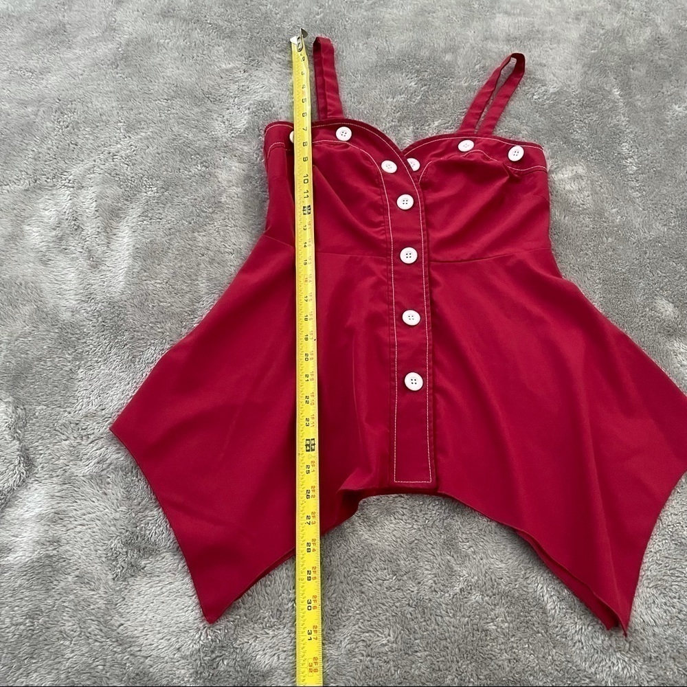 Dressfo Asymmetrical Button Sweetheart Red Dress Women's Size M Party Retro - Picture 8 of 9